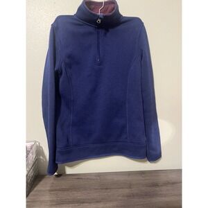 Eddie Bauer Sweater Women Small Blue 1/4 Zip Long Sleeve Pullover Jacket Knit‎